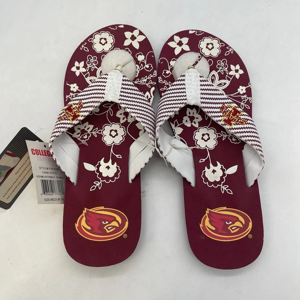 Iowa State Cyclones Ladies Sandals Size 7 Mens 8 Sticker On Bottom